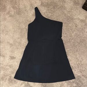 Outdoor Voices Black One-Shoulder Exercise Dress